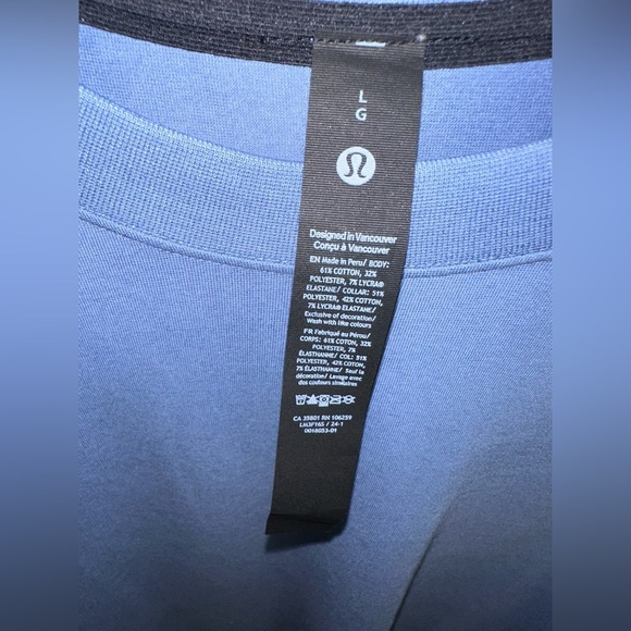Lululemon Men’s Size L Zeroed In Short-Sleeve Shirt, Blue - Picture 2 of 6